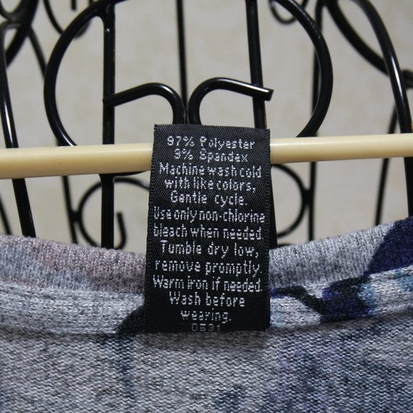 LILDY Grey Gray Floral Long Bishop Sleeve Sweater - Picture 17 of 17